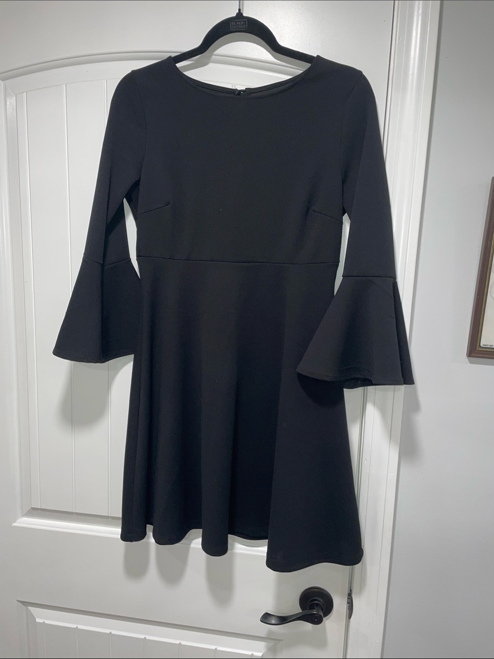 Windsor Black Bell Sleeve Fit-&-Flare Dress